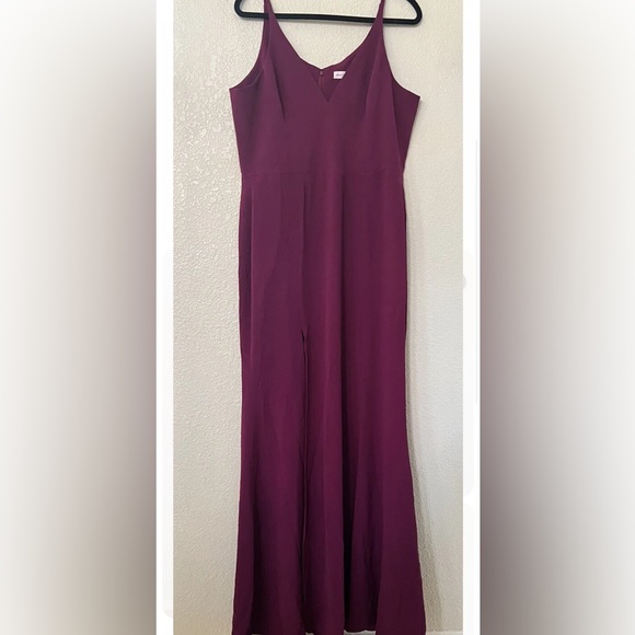 New Dress the Population Iris Slit Crepe Trumpet Gown Dark Magenta Sz XXL - Picture 2 of 10